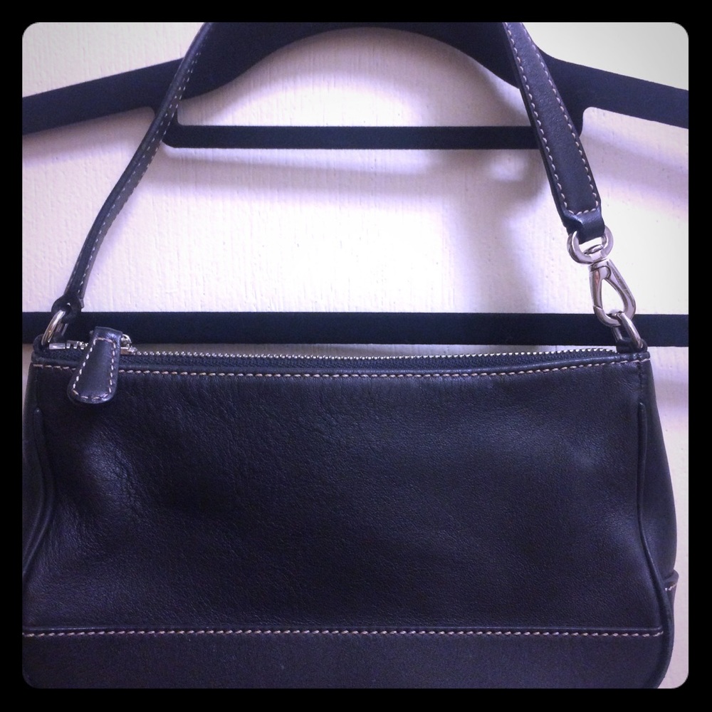Coach Demi black leather zipper wristlet